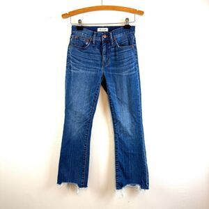 Madewell Women’s Jeans Cali Demi-boot Raw Hem Dark Wash Stretch Size 25